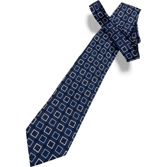 Nautica Silk Tie Geometric Silver Blue Cubes - Picture 2 of 7
